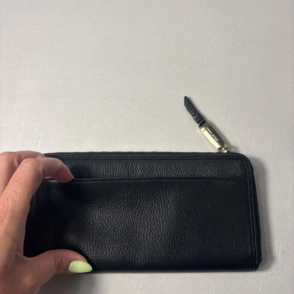 Cole Haan Purse & Wallet Woven Straw Black Faux Leather Shoulder Floral Accents